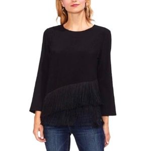 Vince Camuto Black Fringe Blouse